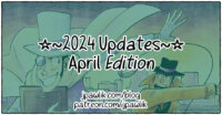 Rectangular image with the text “2024 Updates, April Edition” on a green background with “jpawlik.com/blog and patreon.com/jpawlik” at the bottom.