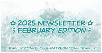 Rectangular image with the text “2025 Updates, January Edition” over top of a film photo of a lake with a stump growing from it. The text “jpawlik.com/blog and patreon.com/jpawlik” is at the bottom of the image.