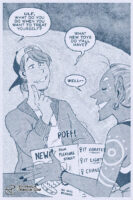 Digital illustration of Ulf, a chubbier POC person with long hair pulled into a bun and wearing a backwards ballcap with a heavy light-coloured leather jacket. A question is asked in a speech bubble to Ulf "Ulf, what do you do when you want to treat yourself?" and Ulf asks a store employee "What new toys do y'all have?" to which the employee grins and pulls out a big box with a suggestive toy inside -- we can only see bits of what this toy might be.