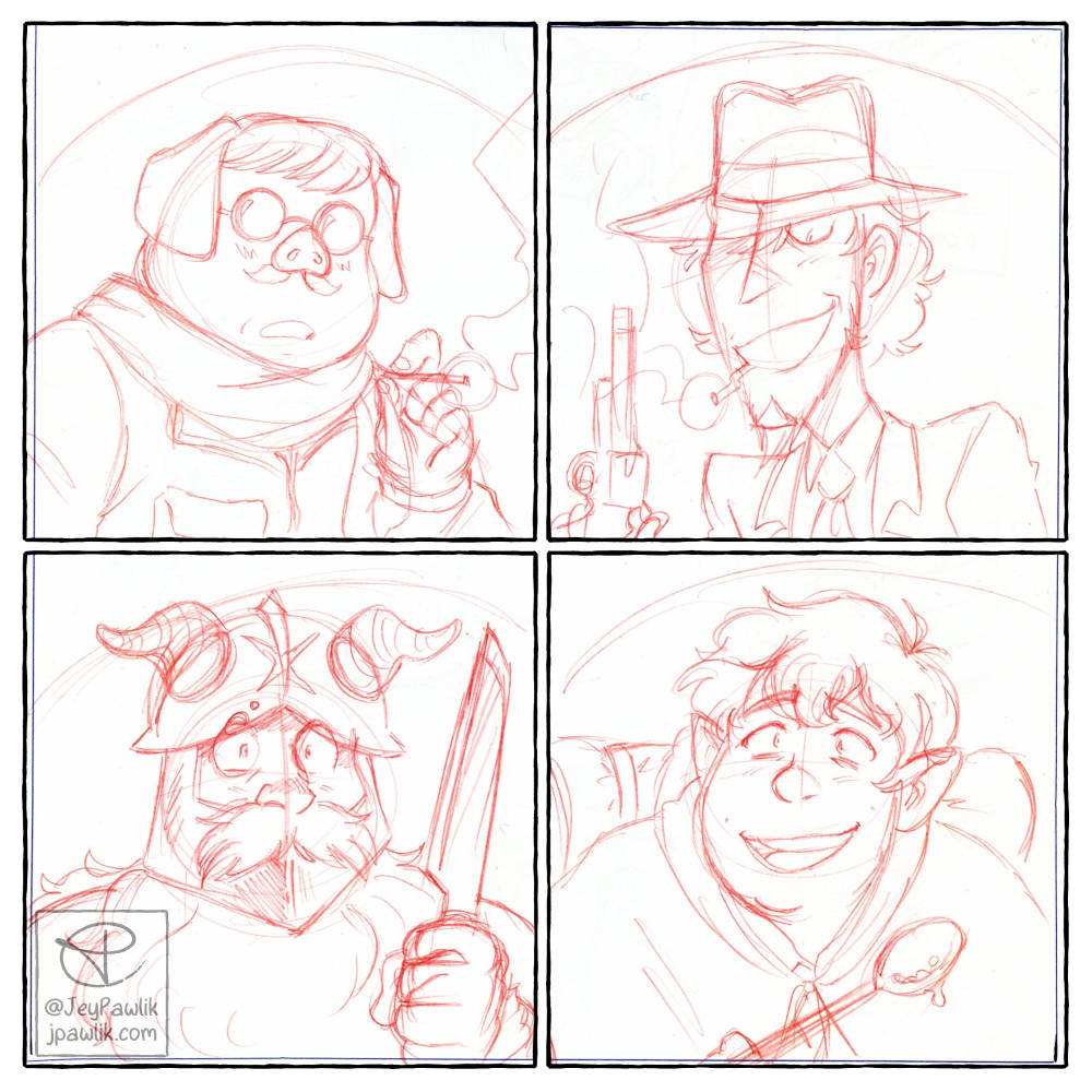 Sketch of previous post, but in red pencil.